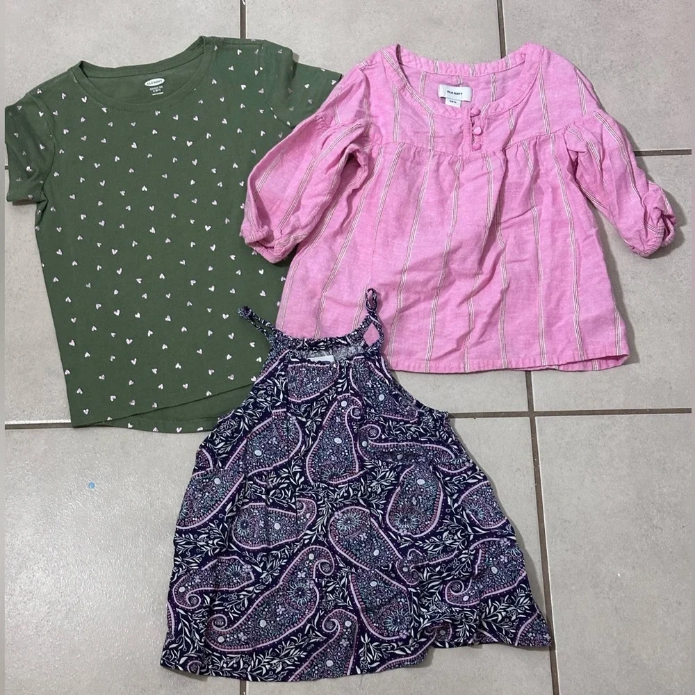 Old‎ Navy Girls Kids Floral/Stripe Blouses Pink size S(6-7).